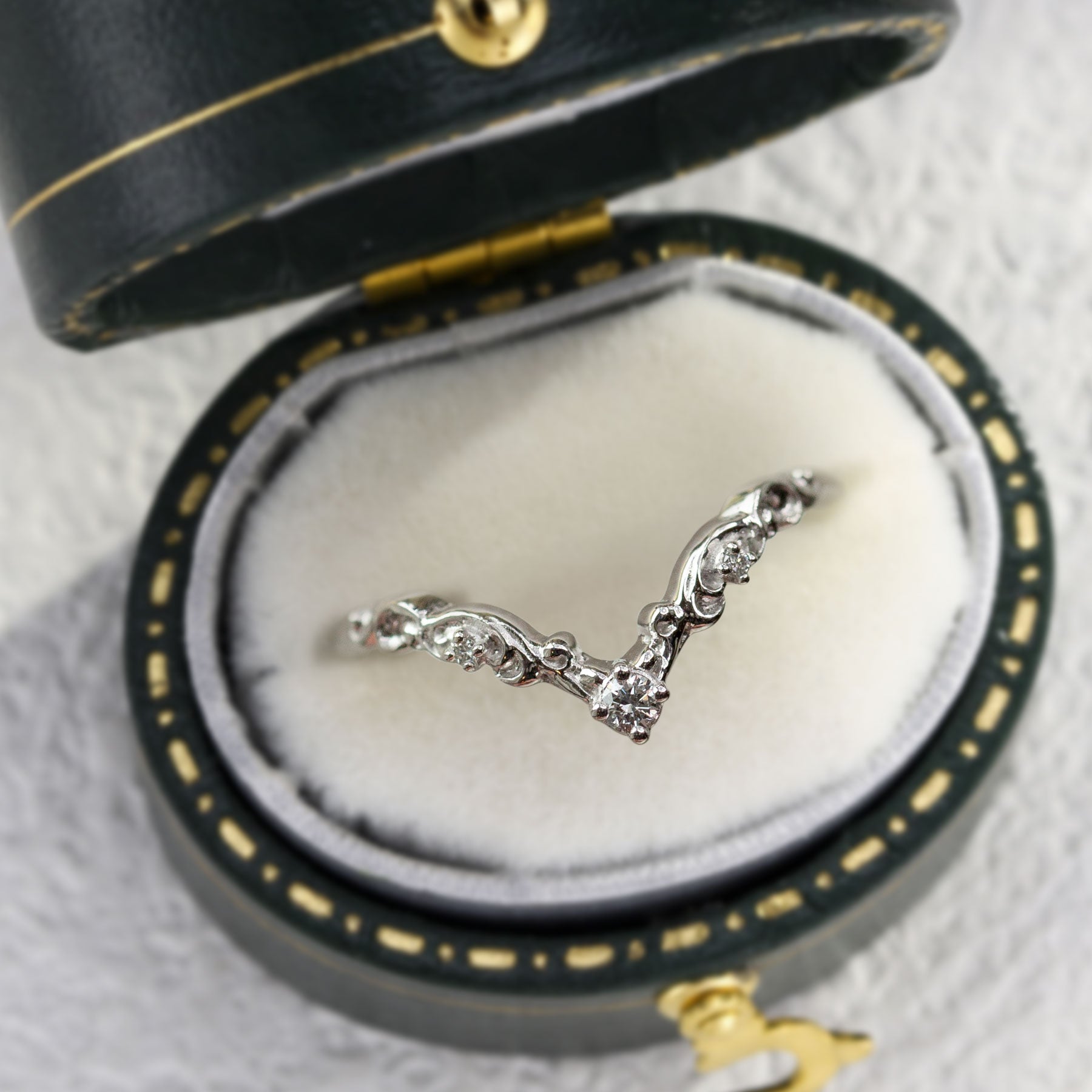 Unique floral engagement rings Round Moissanite Wedding Band 18K WhiteGold Engagement Ring