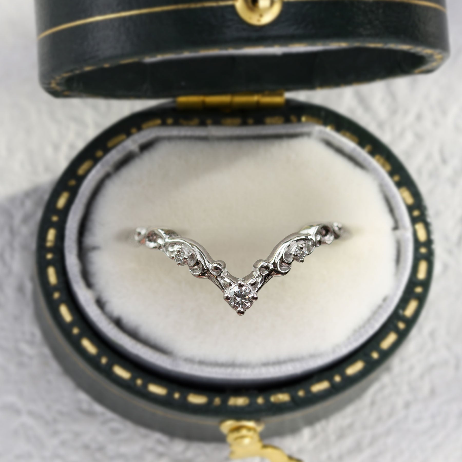 Unique floral engagement rings Round Moissanite Wedding Band 18K WhiteGold Engagement Ring