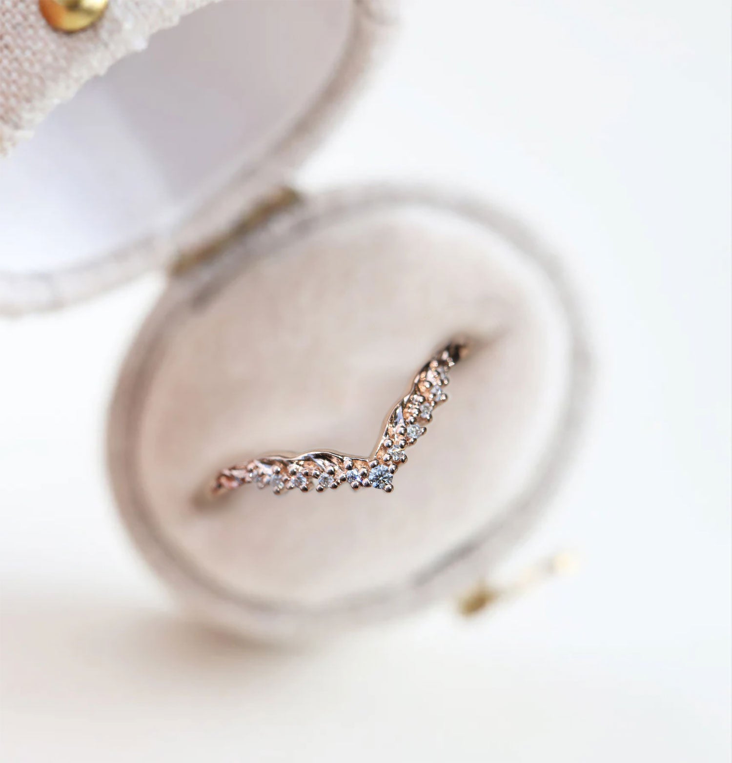 Unique floral engagement rings Round Moissanite Wedding Band 18K Rose Gold Engagement Ring