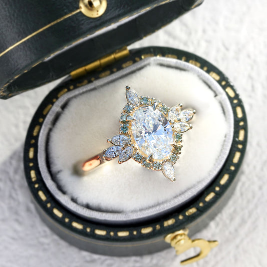 Unique North Star Oval Moissanite Ring