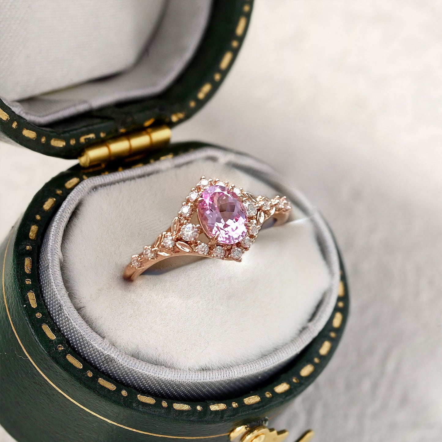 Unique Kassandra Pink Lab Sapphire Engagement Ring