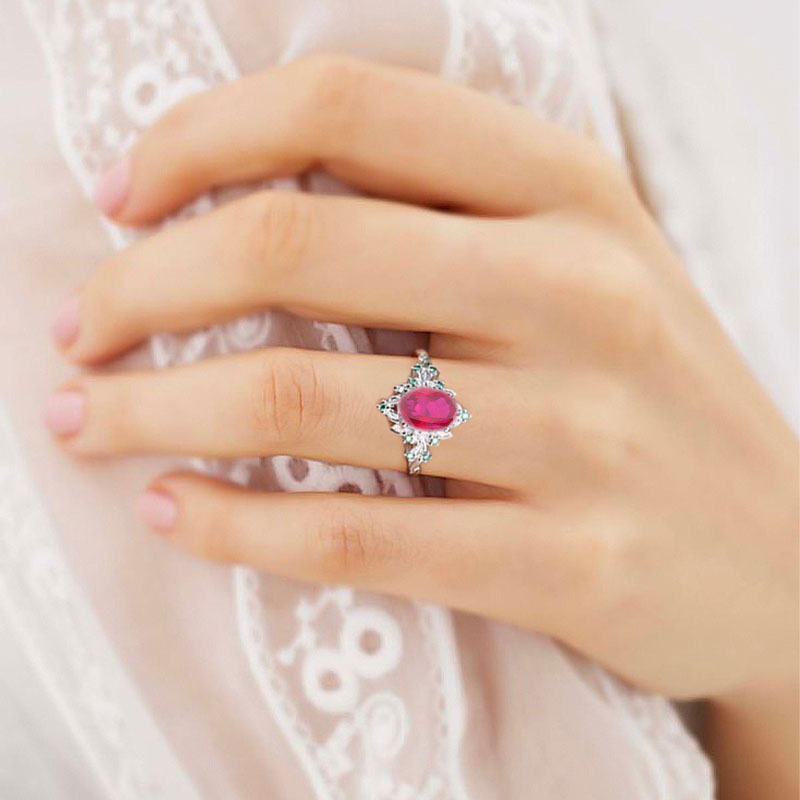 Vintage Briar Rose Oval Ruby Engagement Ring Olive Leaves Ring