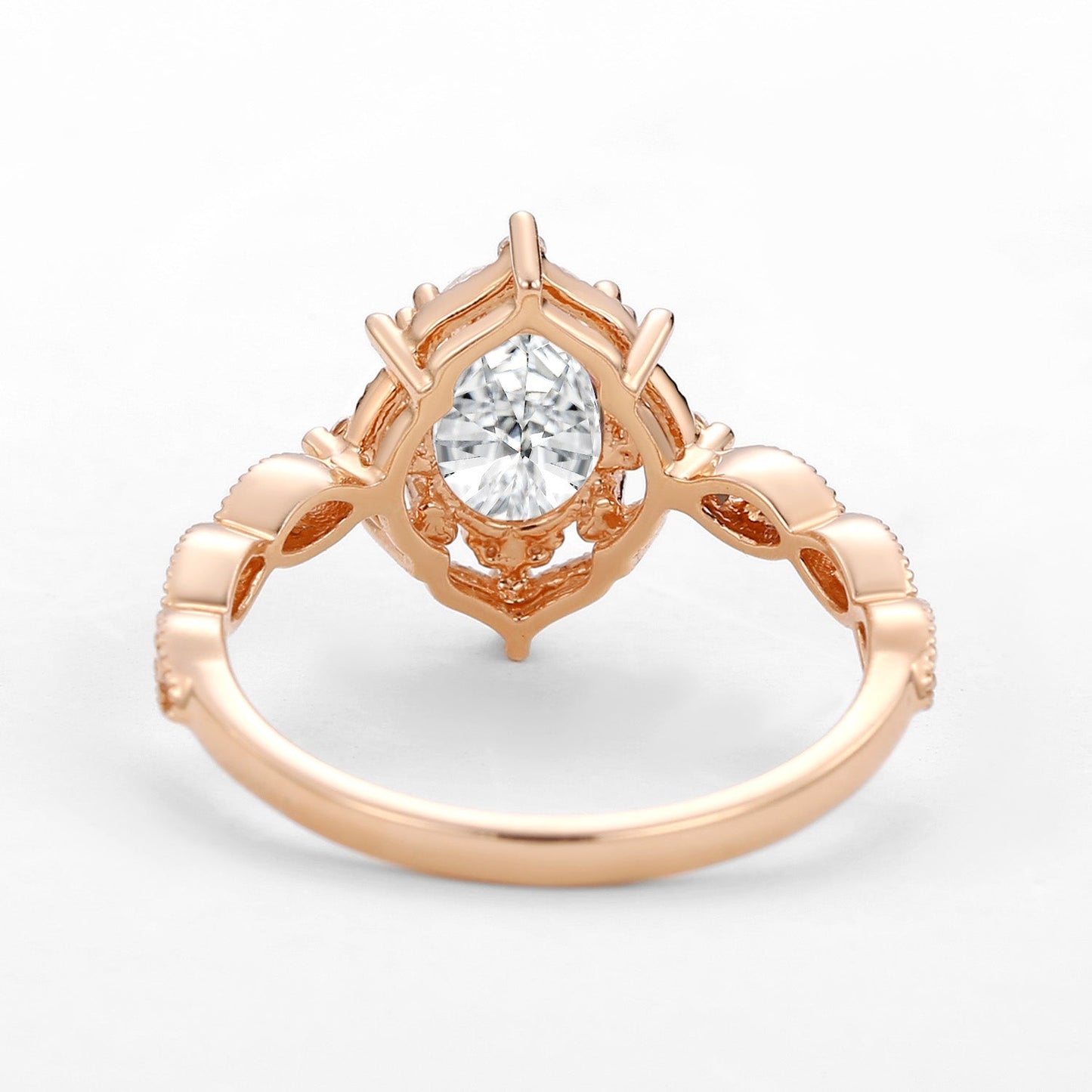 Vintage floral engagement rings Oval Moissanite Ring Wedding Ring