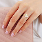 Unique floral engagement rings Marquise Moissanite Ring Art Deco Round Alexandrite 18K Yellow Gold Wedding Ring