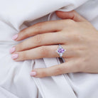 Vintage Floral Briar Rose Oval Amethyst and Moissanite 18K White Gold Engagement Ring Filigree Ring