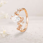 Unique floral engagement rings Pear Moissanite Branch Leafy Inspired 18K Rose Gold Engagement Ring