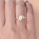 Unique floral engagement rings Pear Moissanite Branch Leafy Inspired 18K Rose Gold Engagement Ring