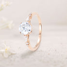 Unique Round Moissanite 18K Rose Gold Engagement Rings Minimalist Bridal Ring