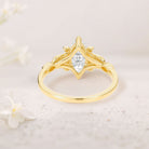 Unique floral engagement rings Marquise Moissanite Leafy 18K Yellow Gold Engagement Ring