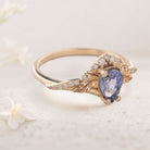 Vintage Blue Lab Sapphire and Moissanite 18K Yellow Gold Engagement Ring