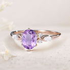 Vintage Oval Amethyst and Moissanite 18K Rose Gold Engagement Ring