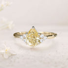 Vintage Pear Citrine Cluster 18K Yellow Gold Engagement Ring