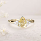 Vintage Pear Citrine Cluster 18K Yellow Gold Engagement Ring