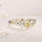 Unique Round Citrine Dainty Tapered 18K Yellow Gold Wedding Band