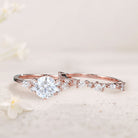 Unique Round Forever One Moissanite Bridal Ring Set Cluster 18K Rose Gold Engagement Ring