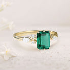 Vintage Twist Lab Emerald 18K Yellow Gold Engagement Ring 