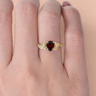 Unique floral engagement rings Pear Garnet 18K Yellow Gold Engagement Ring flower Ring