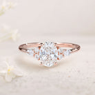 Vintage Oval Moissanite Cluster 18K Rose Gold Engagement Ring