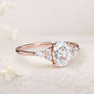 Vintage Oval Moissanite Cluster 18K Rose Gold Engagement Ring