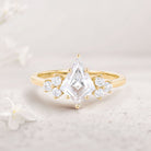 Unique Kite Moissanite 18K Yellow Gold Engagement Ring Cluster Promise Ring