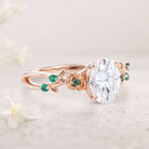 Unique floral engagement rings Oval Moissanite 18K Yellow Gold Engagement Promise Ring