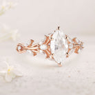 Unique Nature Inspired Marquise Moissanite 18K Yellow Gold Ring