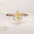Vintage Pear Citrine Twisted 18K Rose Gold Women's Wedding Ring