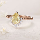 Vintage Pear Citrine Twisted 18K Rose Gold Women's Wedding Ring