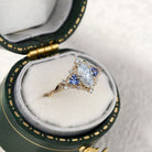 Unique Briar Rose Marquise Moissanite and Lab Sapphire 18K Rose Gold Ring