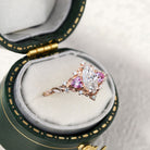 Unique Briar Rose Marquise Moissanite and Pink Lab Sapphire 18K Rose Gold Ring