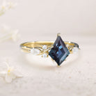 Unique Kite Lab Alexandrite 18K Rose Gold Engagement Ring Twisted Bridal Ring