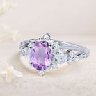Vintage Briar Rose Oval Amethyst 18K White Gold Engagement Ring  Vine Ring