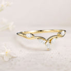 Unique Marquise Moissanite Curved Wedding Band Stacked 18K Yellow Gold Wedding Ring