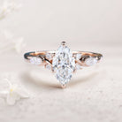 Unique Marquise Moissanite 18K Rose Gold Engagement Ring Bridal Ring
