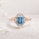 Vintage Emerald Lab Topaz 18K Yellow Gold Engagement Ring Whimsical Charm Bridal Ring