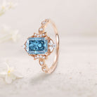 Vintage Emerald Lab Topaz 18K Yellow Gold Engagement Ring Whimsical Charm Bridal Ring