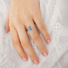 Vintage Emerald Lab Topaz 18K Yellow Gold Engagement Ring Whimsical Charm Bridal Ring