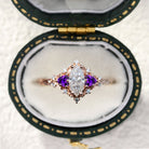 Customize your own Unique Briar Rose Marquise Moissanite and Amethyst 18K Rose Gold Ring