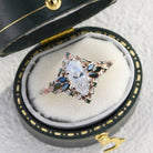 Unique floral engagement rings Briar Rose Starlight Marquise Moissanite and Green Moissanite 18K Rose Gold Ring