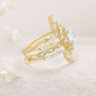 Vintage floral engagement rings Oval Moissanite 18K Yellow Gold Cage Flower Ring Set Bridal Ring Set