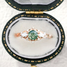 Unique Briar Rose Round Moss Agate and Moissanite 18k Yellow Gold Ring