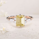 Vintage Emerald Cut Citrine Engagement Ring Twisted 18K Rose Gold Wedding Ring