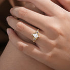 Unique Kite Three Stone Moissanite Leaf 18K Yellow Gold Ring