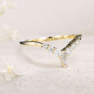 Unique Kite Moissanite Curved Wedding Band Moissanite Stacked 18K Yellow Gold Wedding Ring