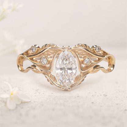 Unique Marquise Moissanite Engagement Ring