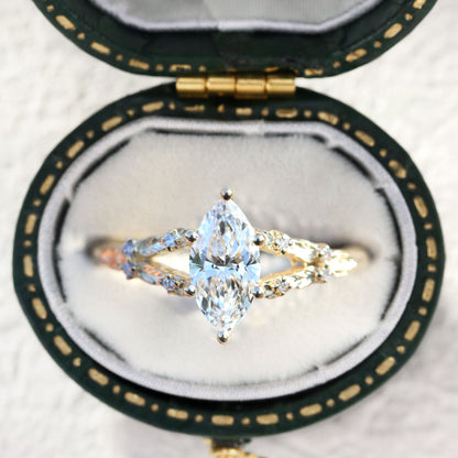 Unique Willow Marquise Moissanite Engagement Ring