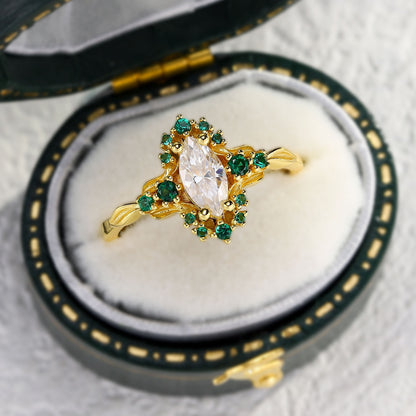 Unique Astraea Half Halo Marquise Moissanite Ring