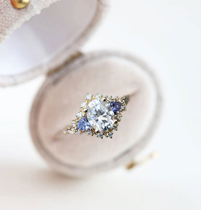 Unique Briar Half Halo Oval Moissanite Ring