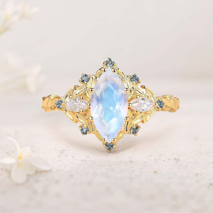 Unique floral engagement rings Marquise Amethyst Fairy Ring Engagement Ring