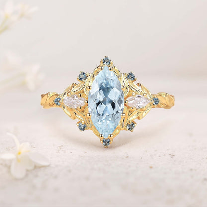Unique floral engagement rings Marquise Amethyst Fairy Ring Engagement Ring